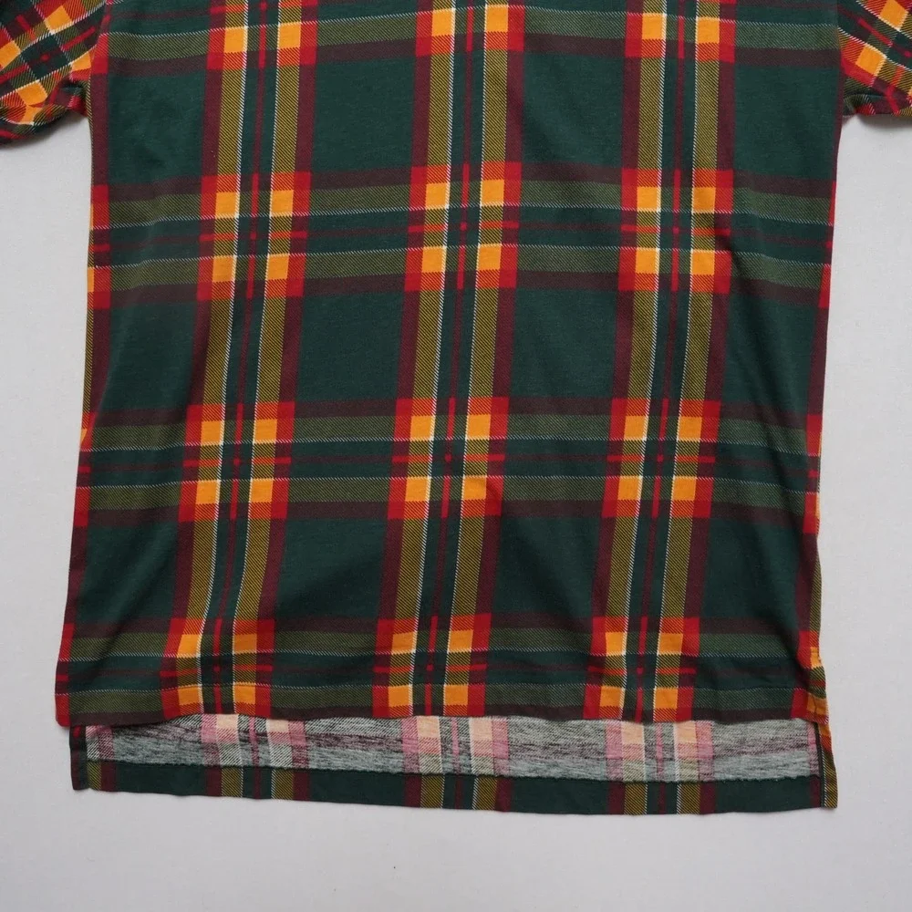 IZOD Plaid Polo Shirt Mens Medium Green Red Yellow Golf Preppy Vintage Style - Picture 6 of 14